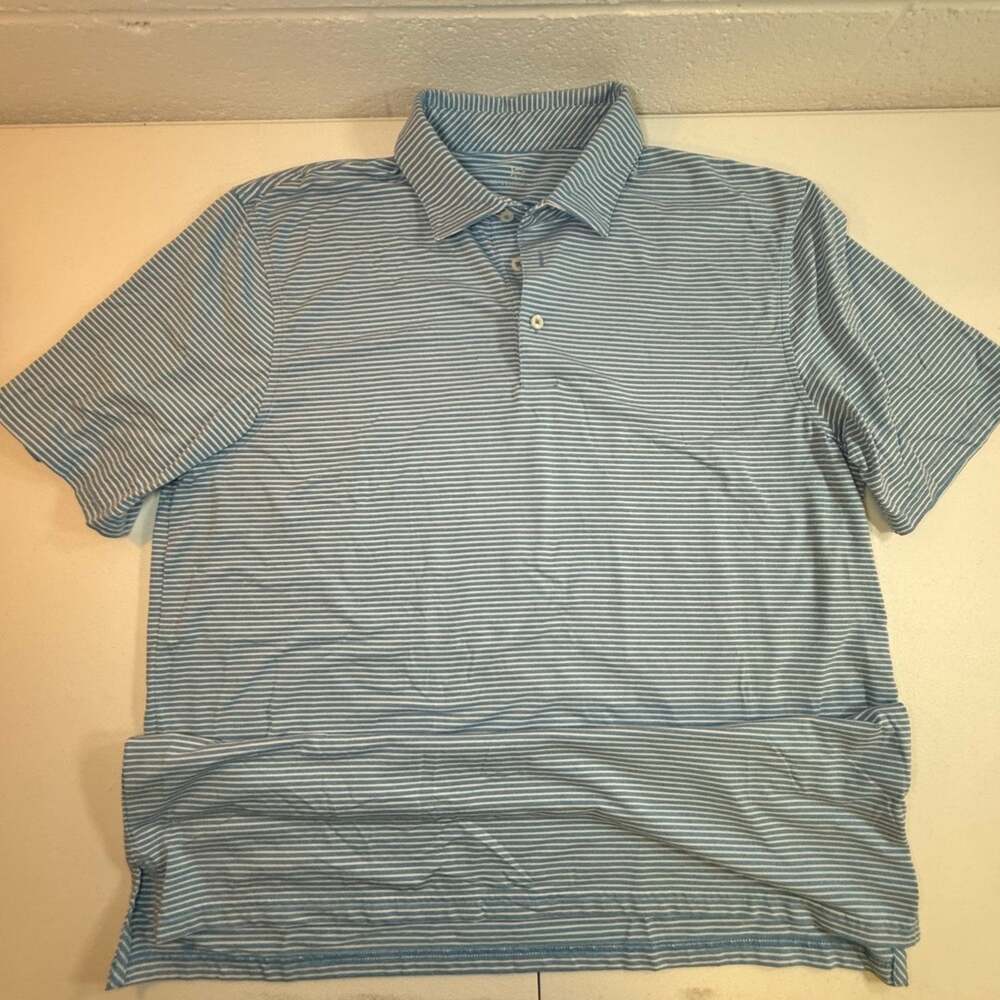 Southern Tide Mens XL Blue White Stripe Performance Golf Polo Stretch Preppy